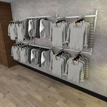 Arara de roupas closet quarto com 18 peças cremalheira 300x100 cm cor branco modelo clst1b393
