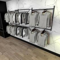 Arara de roupas closet quarto com 18 peças cremalheira 300x100 cm cor preto modelo clst1b385