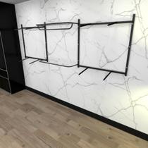 Arara de roupas closet quarto com 18 peças regulável 300x100 cm cor preto modelo clst1b385