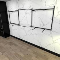 Arara de roupas closet quarto com 18 peças regulável 300x100 cm cor preto modelo clst1b393