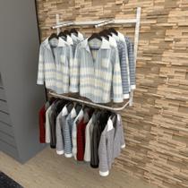 Arara de roupas closet quarto com 6 peças cremalheira 100x100 cm cor branco modelo clst1p26