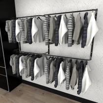 Arara de roupas closet quarto com 7 peças cremalheira 200x100 cm cor preto modelo clst1p121 Arara de roupas closet quarto com 7 peças cremalheira 200x100 cm cor preto modelo clst1p121
