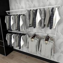 Arara de roupas closet quarto com 9 peças cremalheira 200x100 cm cor branco modelo clst1b189