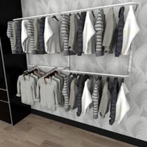 Arara de roupas closet quarto com 9 peças cremalheira 200x100 cm cor branco modelo clst1b248 Arara de roupas closet quarto com 9 peças cremalheira 200x100 cm cor branco modelo clst1b248