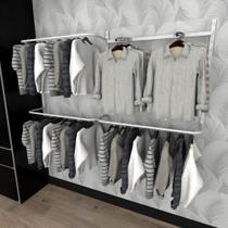 Arara de roupas closet quarto com 9 peças cremalheira 200x100 cm cor branco modelo clst1p131