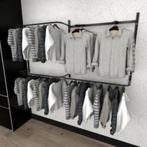 Arara de roupas closet quarto com 9 peças cremalheira 200x100 cm cor preto modelo clst1p131