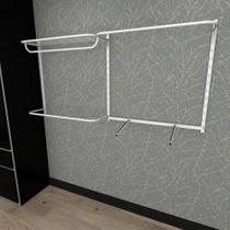 Arara de roupas closet quarto com 9 peças regulável 200x100 cm cor branco modelo clst1b189