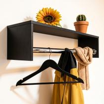 Arara De Roupas Com Prateleira Closet Quarto Estante Organizadora Decoração Premium Preto ALBERGONI Arara De Roupas Com Prateleira Closet Quarto Estante Organizadora Decoração Premium Preto ALBERGONI
