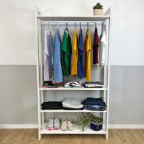 Arara de Roupas de Madeira Pinus Linea Ample Branco