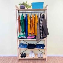 Arara de Roupas de Madeira Pinus Linea Ample Natural