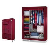 Arara de roupas duplo portatil guarda roupa organizador 5 prateleiras armario dobravel vermelho