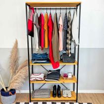 Arara de Roupas High Style Industrial Ample Nozes e Preto Arara de Roupas High Style Industrial Ample Nozes e Preto