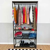 Arara de Roupas High Style Industrial Ample Tabaco e Preto Arara de Roupas High Style Industrial Ample Tabaco e Preto