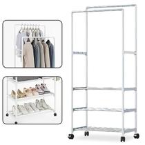 Arara De Roupas Multiuso Portátil Com Rodinhas Organização Branco Arara De Roupas Multiuso Portátil Com Rodinhas Organização Branco