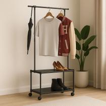 Arara De Roupas Multiuso Sapateira 2 Prateleiras Reforçadas