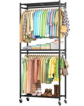 Arara de Roupas Portátil Sakugi 84x31x202cm Metal Preta Arara de Roupas Portátil Sakugi 84x31x202cm Metal Preta