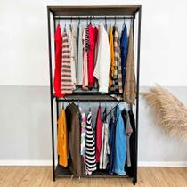 Arara de Roupas Twice Style Industrial Ample Tabaco e Preto Arara de Roupas Twice Style Industrial Ample Tabaco e Preto