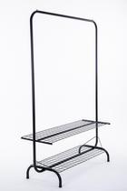 Arara Desfile Com 2 Prateleiras Embaixo 100 x 170 Cor Preta