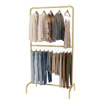 Arara Desfile Dupla Dobravel 80cm - Cabideiro Organizador Para Lojas - Dourada