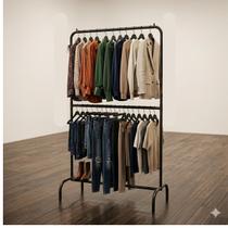 Arara Desfile Dupla Dobravel 80cm - Cabideiro Organizador Para Lojas - Preta