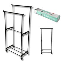 Arara Dupla Cabideiro Top Closet Plástico E Ferro Clink 5KG Arara Dupla Cabideiro Top Closet Plástico E Ferro Clink 5KG