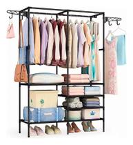 Arara Dupla Closet Sapateira Cabideiro C/ Prateleiras Roupas