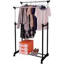 Arara Dupla De Roupas Altura Regulável Sapateira E Rodinhas