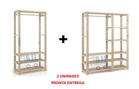 Arara Dupla e Arara Simples em madeira reflorestada Multiuso para dormitório - AJL