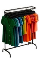 Arara Dupla Horizontal Oval Com Sapateira e Barra Central Capacidade para 140 Cabides