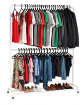Arara Dupla Para Roupas Com Sapateira 100 Aço Suporta 180 Cabides Arara Dupla Para Roupas Com Sapateira 100 Aço Suporta 180 Cabides