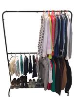 Arara Dupla Para Roupas Com Sapateira 100 Aço Suporta 180 Cabides