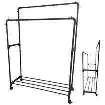 Arara Dupla Sapateira Cabideiro Roupa Blusa Sapato Tenis Bolsa Chapeu Multiuso Loja Casa Quarto Closet Rodinhas Organizaçao Resistente