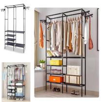 Arara guarda roupas 6 prateleiras cabideiro multiuso ganchos vintage