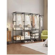 Arara Guarda Roupas Com 3 Colunas Closet Aberto Desmontável Sapateira