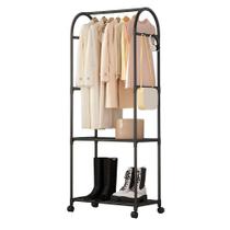 Arara guarda roupas estante 2 prateleiras carrinho organizador cabideiro quarto vestiario sapateira suporte portatil