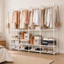 Arara Organizadora Closet 4 Colunas 10 Prateleiras Cabideiro Sapateira Aço Antiferrugem Sem Ferramentas Arara Organizadora Closet 4 Colunas 10 Prateleiras Cabideiro Sapateira Aço Antiferrugem Sem Ferramentas