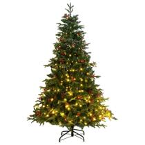Árbol de Navidad Artificial vidaXL con Bisagras y Luces LED de 210 cm de Alto
