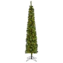 Árbol de Navidad Verde Tipo Lápiz Casi Natural de 2.1m con Luces