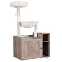 Árbol para Gatos Hey-hermano con Recinto Extra Grande para Caja de Arena en Gris Rústico Árbol para Gatos Hey-hermano con Recinto Extra Grande para Caja de Arena en Gris Rústico