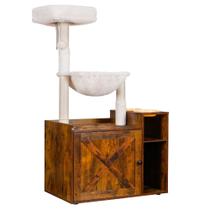 Árbol para Gatos Hey-hermano con Recinto Extra Grande para Caja de Arena en Marrón Rústico Árbol para Gatos Hey-hermano con Recinto Extra Grande para Caja de Arena en Marrón Rústico