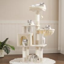 Árbol para Gatos Heybly HCT004SM Beige con Plataforma Acolchada de Peluche y Juguete Árbol para Gatos Heybly HCT004SM Beige con Plataforma Acolchada de Peluche y Juguete
