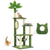 Árbol para Gatos TSCOMON 61" Verde con Hojas, Hamaca y Poste para Rascar