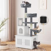 Árbol para Gatos YITAHOME 2 en 1 con Recinto para Caja de Arena 150 cm Blanco Árbol para Gatos YITAHOME 2 en 1 con Recinto para Caja de Arena 150 cm Blanco