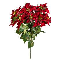 Arbusto de Flor Artificial Vickerman 18 Poinsettia Roja con Hojas Arbusto de Flor Artificial Vickerman 18 Poinsettia Roja con Hojas
