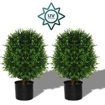 Arbustos artificiais FZHCZWZX Duas árvores de dinheiro de 53 cm para ambientes internos/externos Arbustos artificiais FZHCZWZX Duas árvores de dinheiro de 53 cm para ambientes internos/externos