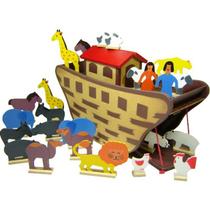 Arca de Noé com Animais - Madeira Multicolorido - 100% Artesanal