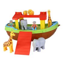 Arca de Noé para Montar com 2 Bonequinhos e 6 Animais brinquedo infantil cristão