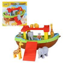 Arca de Noé para Montar com 2 Bonequinhos e 6 Animais Brinquedo Infantil