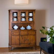 Arca Oratório Clássica Rústica de Madeira com 6 Portas e 3 Gavetas Castanho Envelhecido