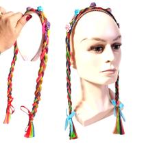 Arco com tranças coloridas e laço nas pontas Infantil Tiara